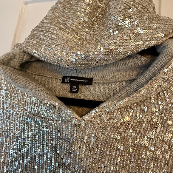 I.N.C. Silver Sequin Sweater Hoodie NWT - Picture 5 of 7